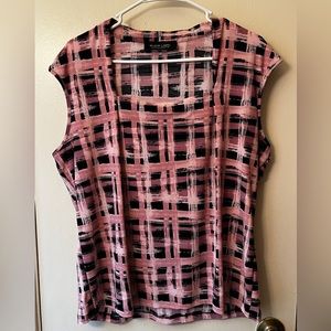 Black Label by Evan Picone Pink and Black blouse